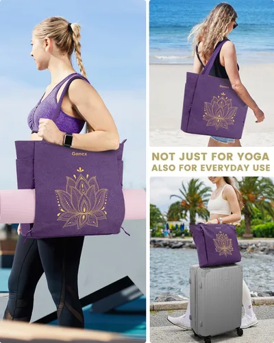 Miniatura 7 de Gonex Bolsa para Esterilla de Yoga, Bolsa Grande con Múltiples Bolsillos para Mujeres y Hombres, Portador de Esterilla de Lona, Cremallera Completa