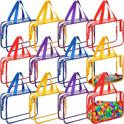 12 bolsas grandes de almacenamiento de juguetes con cremallera, bolsas de almacenamiento transparentes de PVC, impermeables, organizador de juguetes