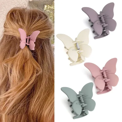 Miniatura 14 de Canitor Pinzas de mariposa para mujer, 3 piezas: pinzas para el cabello de mariposa para mujer, transparentes, perlas, cabello grueso y fino