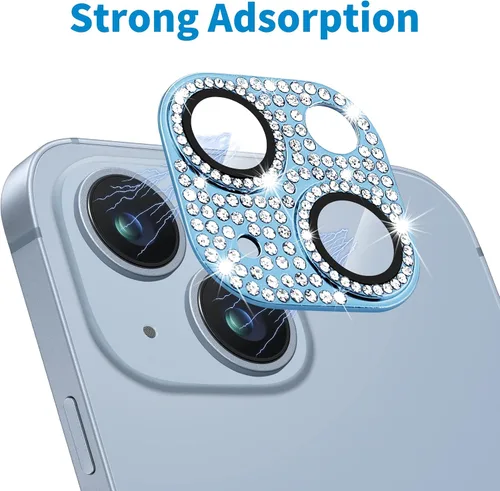 Miniatura 95 de Protector de lente de cámara diseñado para iPhone 12 Pro Max, con diamantes de imitación 3D con diamantes de imitación 9H, vidrio templado, Rosado