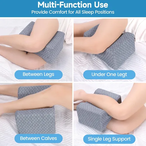 Miniatura 6 de SweetSlubr Almohada de rodilla de espuma viscoelástica para dormir de lado, almohada de apoyo para las piernas para dormir de lado, almohada