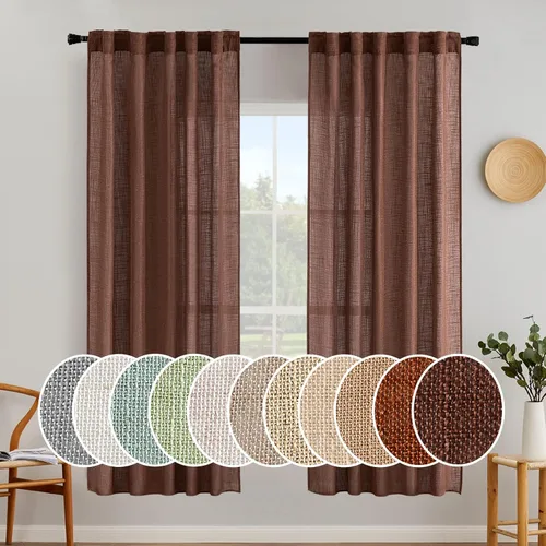 Miniatura 79 de MIULEE Cortinas de lino blanco de 108 pulgadas de largo para dormitorio, sala de estar, cortinas de ventana con textura de lino suave y grueso, Lino