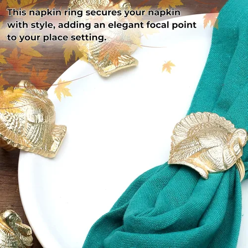 Miniatura 4 de ALPHA Living HOME Juego de 12 servilleteros de pavo y pájaros, soportes de metal modernos de alta calidad para elegantes ajustes de mesa, perfectos
