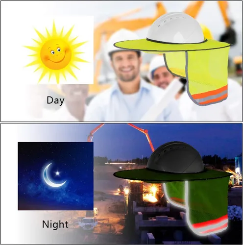 Miniatura 6 de Paquete de 2 parasoles para casco duro, protector solar de malla con ala completa para cascos duros, alta visibilidad, reflectante