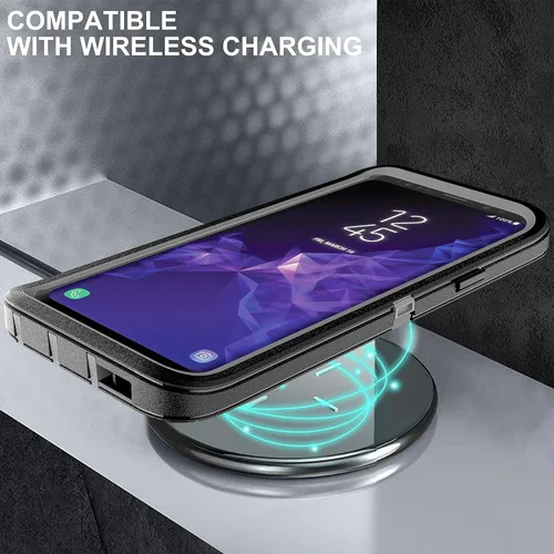 Miniatura 6 de Funda para Galaxy S9 Plus con protector de pantalla de TPU autorreparable [2 unidades], protección resistente 3 en 1 para Samsung S9 Plus Negro/Gris