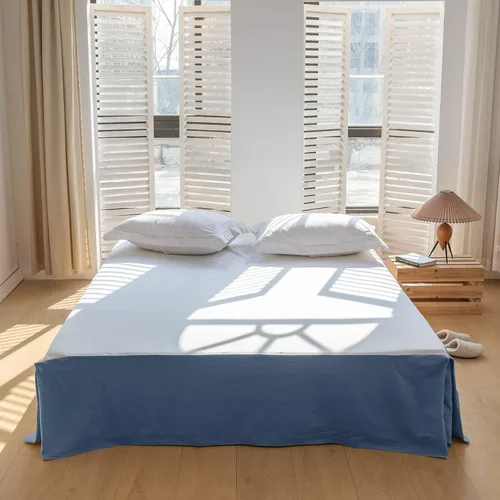Miniatura 16 de BISELINA - Falda de cama de lino francés con volantes plisados de 22 pulgadas, caída a medida, mezcla natural de lino y algodón, funda para cama