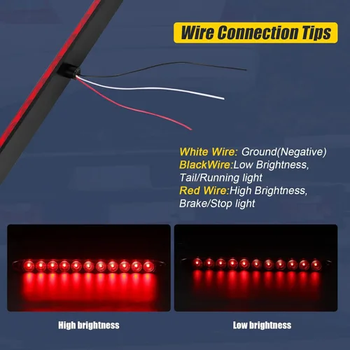 Miniatura 4 de Barra de luz roja para remolque, barra de luz trasera de 11 LED de 15 pulgadas, para estacionamiento/freno/giro/señal/marcador, luces de remolque
