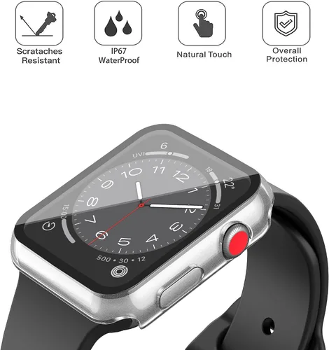 Miniatura 3 de Misxi Paquete de 2 fundas impermeables con botón diseñadas para Apple Watch Series 3 Series 2 de 38mm, funda rígida de policarbonato anticaídas
