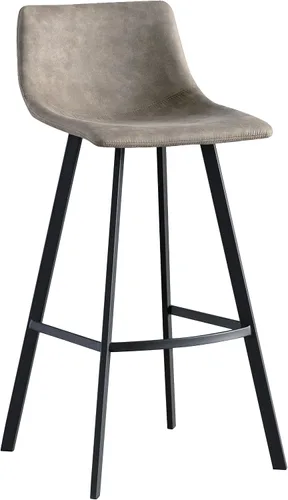 Miniatura 4 de Leick Home 10137BL/GR Taburete de bar tapizado de microfibra con base de acero, juego de 2, para encimeras de cocina elevadas, mesas altas y bares