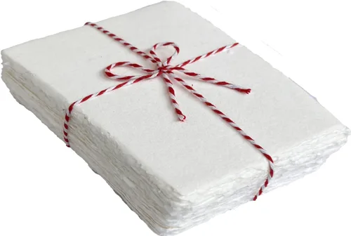 Papel de algodón hecho a mano con borde envejecido de papel de trapos de algodón reciclado para tarjetas postales, invitaciones, manualidades y 6 x