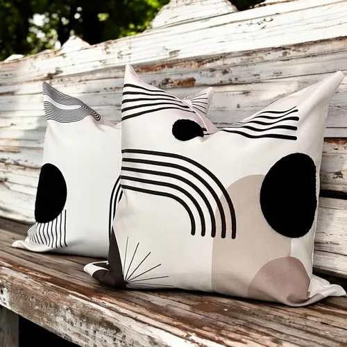 AYAY Fundas de almohada decorativas modernas de 18 x 18 pulgadas, almohadas bohemias para sofá cama, juego de 2 fundas modernas, almohadas impresas