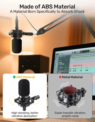 Miniatura 6 de Soporte de choque para micrófono AT2020 personalizado con filtro pop, suspensión antivibración, soporte de micrófono, clip compatible con Audio