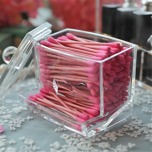 Miniatura 5 de Sooyee Qtip Holder - Organizador de baño, organizador de almacenamiento de acrílico Q Tip, soporte para hisopos de algodón, dispensador Qtip