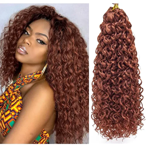 Miniatura 43 de QRHSUKA - Mechones rizados con ganchillo GoGo, cabello ondulado con ganchillo de agua para mujeres, sintético gris, trenzado bohemio, trenza de onda