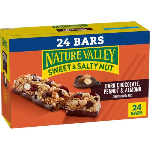 Miniatura 11 de Nature Valley Barras de granola de nueces dulces y saladas, chocolate oscuro cacahuate almendra, 6 barras, 7.2 oz