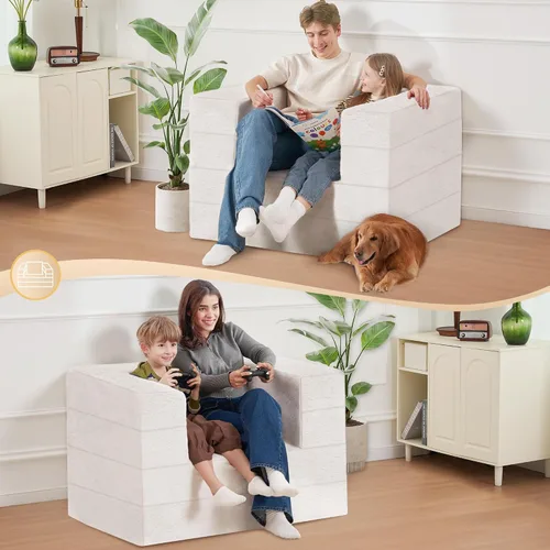 Miniatura 4 de Cama humana gigante para perro, cama 3 en 1 para perro de tamaño humano con funda de piel sintética lavable, cama grande plegable para mascotas