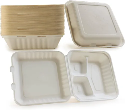 Miniatura 10 de Greenwave Evolution TW-BOO-004 - Recipientes para alimentos de 6 x 6 x 3 pulgadas, bagazo con aspecto de mármol, 100% compostable, desechables
