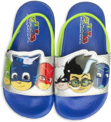 PJ Masks Sandalias para niños pequeños, deslizantes con correa trasera, Catboy Gekko Owlette Romeo, Mismatch Heroes Vs Villains, talla de niño 67 a