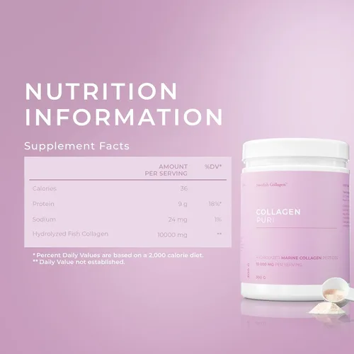 Miniatura 9 de Swedish Collagen Polvo de colágeno marino hidrolizado 10,000 mg por porción - 2 x 10.58 oz (21.16 oz en total) Péptidos puros sin sabor