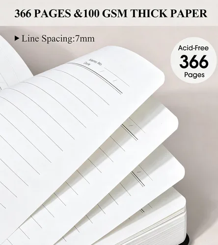 Miniatura 4 de PAIBAS Cuaderno de diario con líneas gruesas de 365 páginas para hombres y mujeres, diarios grandes de cuero A4 para escribir, cuadernos de tapa