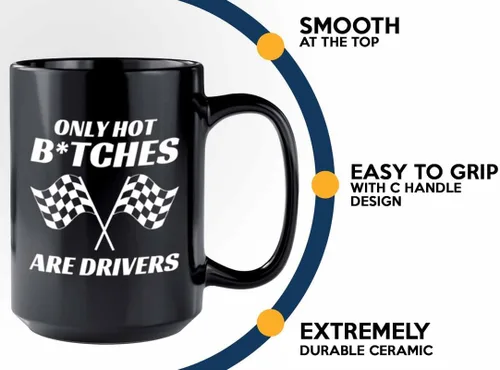 Miniatura 4 de Taza de café Racer de 15 onzas, color negro, solo conductores calientes, Fuel Speed Racer Car Guys Circuit, regalos para él, papá, hombres, novio