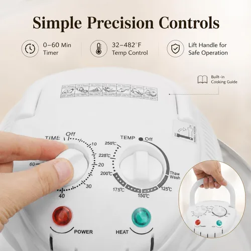 Miniatura 3 de Freidora de aire de vidrio grande de 18 cuartos – Cocina de circulación halógena y de aire caliente visible en 360°, 1200–1400 W, control preciso