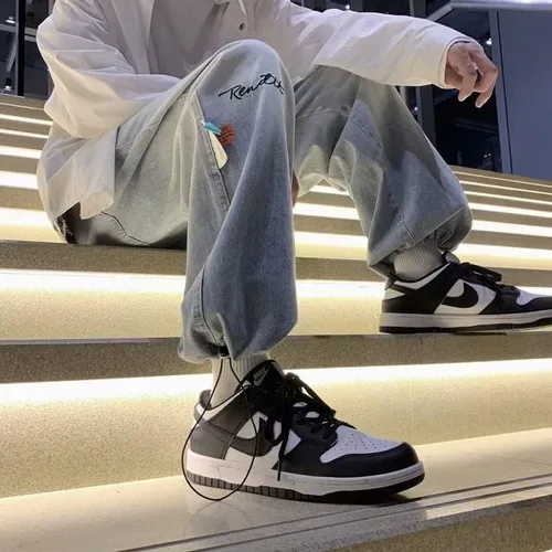 Miniatura 2 de Pantalones de mezclilla para hombre sueltos rectos casuales de pierna ancha para hombre hip hop ropa de calle vintage pantalones holgados