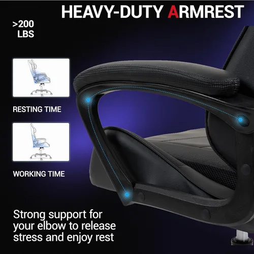 Miniatura 5 de Silla de masaje para juegos, silla ergonómica de escritorio para PC con reposacabezas y soporte lumbar de masaje, silla de videojuegos con respaldo