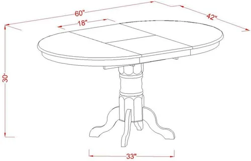 Miniatura 12 de East West Furniture AVKE5-LWH-W - Juego de muebles de comedor de 5 piezas, incluye una mesa de cocina ovalada con hojas de mariposa y 4 sillas