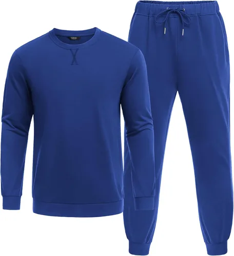 Miniatura 4 de COOFANDY Chándal para hombre, 2 piezas, manga larga, sin botones, para correr, atlético, casual, sudadera