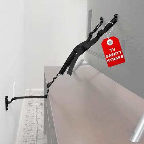 ECHOGEAR Correas de seguridad para TV para televisores grandes – Anclajes antivuelco de servicio pesado para televisores de hasta 90” – Fijación a
