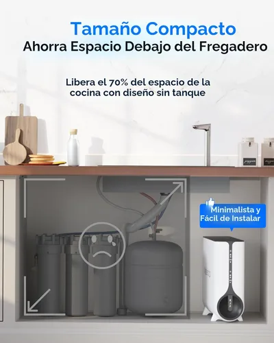 Miniatura 9 de Waterdrop Sistema de ósmosis inversa KJ600, dispensador instantáneo de agua caliente, 600 GPD, reduce PFAS, sin tanque, 2:1 puro para drenar, debajo