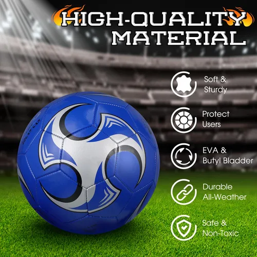 Miniatura 4 de Deekin 6 pelotas de fútbol con bomba de tamaño 5/4/3 oficial para deportes exteriores, pelota de fútbol desinflada a máquina, para interiores