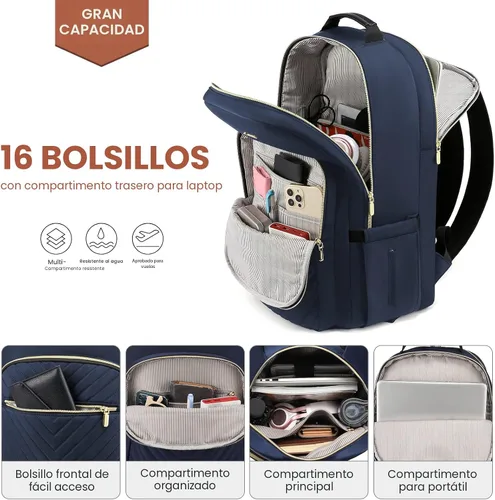 Miniatura 2 de LOVEVOOK Mochila para laptop de 18.4 pulgadas para mujer, bonita mochila de viaje bolso para mujer, bolsa profesional para computadora portátil