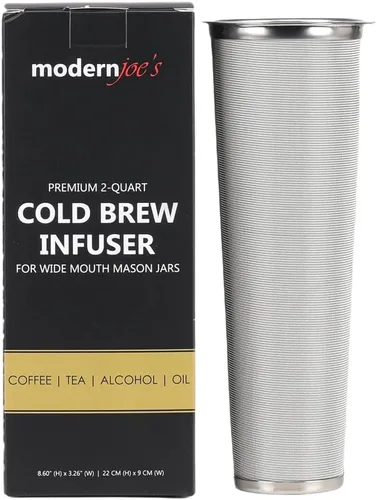 Miniatura 8 de MODERNJOE'S Filtro de café frío prémium para tarros Mason de boca ancha de 1 cuarto de galón. Cafetera de café frío. Perfecto para café helado y té.
