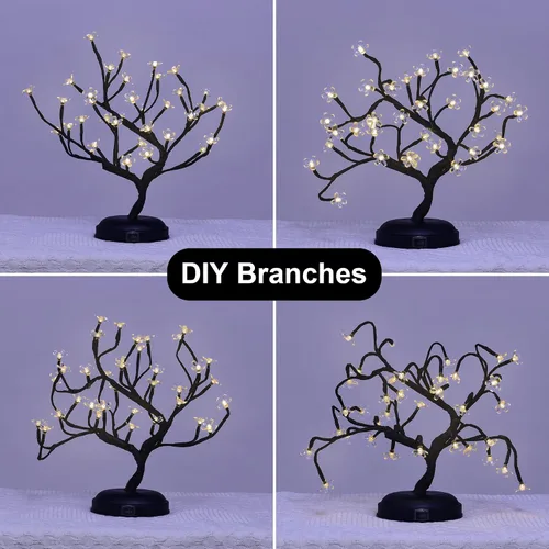 Miniatura 5 de Lámpara Lightshare con forma de bonsái de cerezo en flor con 36 luces LED, de 16 pulgadas, para decoración del hogar, a batería