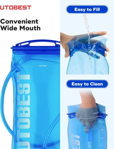 Miniatura 7 de UTOBEST Vejiga de agua, bolsa de hidratación de 1 L, 1.5 L, 2 L, 3 L para mochila de senderismo, sin BPA, depósito de agua a prueba de fugas