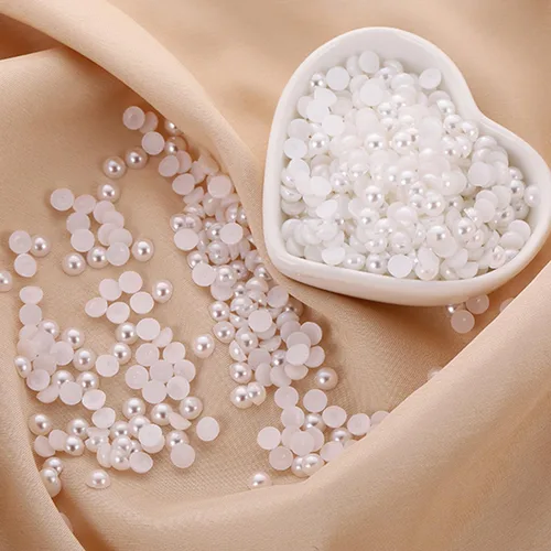 Miniatura 2 de 6000 perlas blancas planas de 0.157 in para arte de uñas, perlas semicirculares a granel para hacer obras de arte, manualidades, accesorios