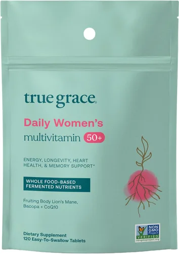 Miniatura 8 de True Grace Daily Women's Multivitamin 50+ - 60 tabletas fáciles de tragar - Inmune, energía, longevidad y apoyo de memoria - Vegano - Sin gluten