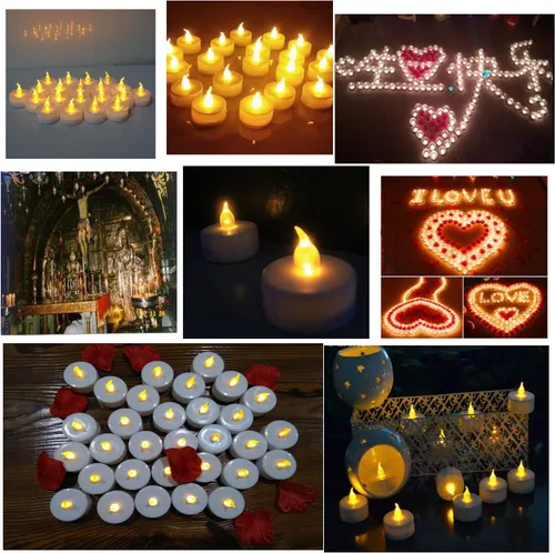 Miniatura 6 de YIWER Velas LED de té de 200 horas, paquete de 50 bombillas parpadeantes realistas, funciona con pilas, para celebración de festivales de temporada