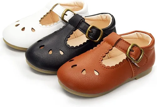 Miniatura 6 de E-FAK Zapatos Mary Jane planos con lazo antideslizante para niñas pequeñas, zapatos de vestir para primeros pasos, zapatos de boda de princesa