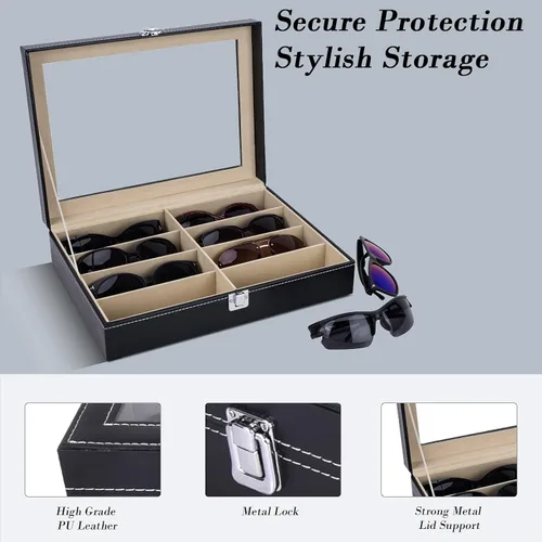 Miniatura 5 de AUTOARK Leather 8 Piece Eyeglasses Storage and Sunglass Glasses Display Case Organizer