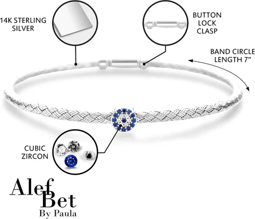Miniatura 6 de Evil Eye Sterling Silver Bangle Bracelet for Women