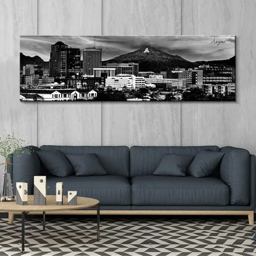 Miniatura 3 de Arte de Pared de Arizona para Oficina Decoración Negro y Blanco Imágenes de Paisaje Urbano de Tucson para Dormitorio Impresiones en Lienzo