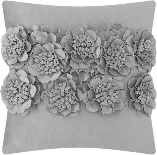 Miniatura 10 de JWH Fundas de almohada hechas a mano con flores en 3D, fundas de cojín decorativas de terciopelo estéreo, para decoración de automóvil, cama, sofá