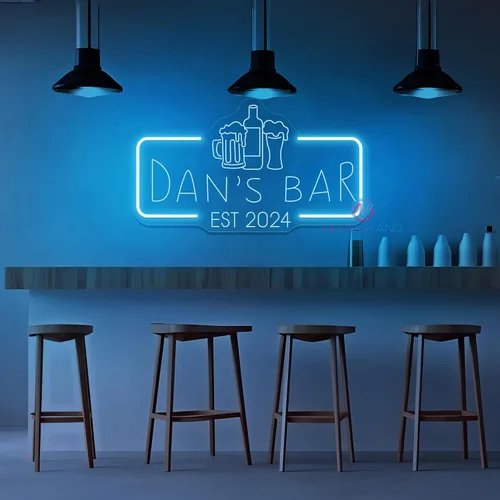 Miniatura 6 de Letrero de barra de neón personalizado – Letrero de luz personalizado para decoración de bar del hogar, salón o cueva de hombre (grabado rectangular)