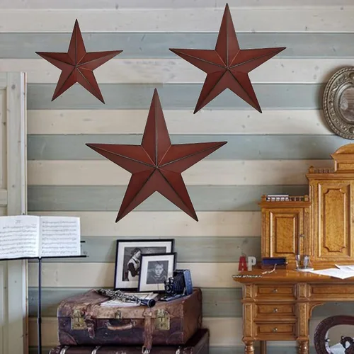 Miniatura 5 de JoyEvy Estrella de granero roja y negra de Texas de 6, 9 y 12 pulgadas, 3 piezas, estrellas de arte de metal para exteriores, decoración de pared 6