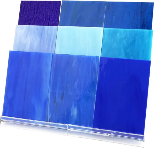 Miniatura 7 de Lanyani (10 hojas) Paquete de hojas de vidrio de colores azules variedad 4 x 6 pulgadas de vidrio de arte opalino Tiffany, texturas mixtas