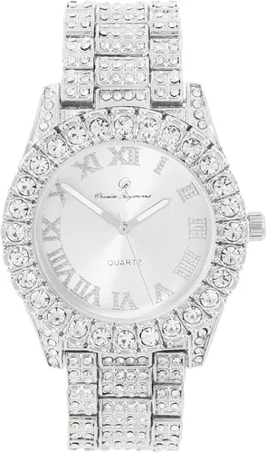 Miniatura 8 de Reloj de mujer con bisel grande de rocas, esfera de color con números romanos, totalmente cubierto en cristales - ST10327LA