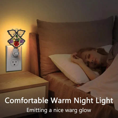Miniatura 7 de KY&BOSAM Angel Sister - Luz de noche de flor en vidrio con ribete de metal, luz nocturna de corazón para hermana, cuarto de bebé, dormitorio, baño